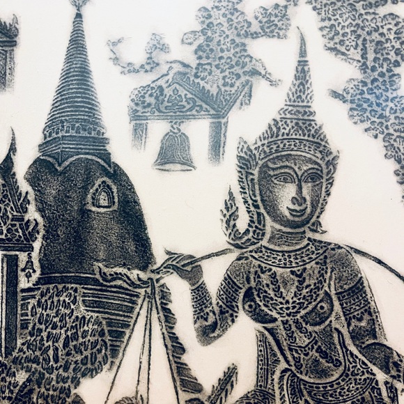 RARE Thai Dancing Lady Original Temple Rubbing Custom Framed Singapore - Picture 2 of 4